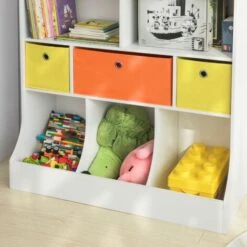 SoBuy Children's Storage Bookcase And Shelving Units Toy Organizer With Fabric Drawers,KMB26-W 10 SoBuy Children's Storage Bookcase And Shelving Units Toy Organizer With Fabric Drawers,KMB26-W -Children Furniture Store 17176892 4