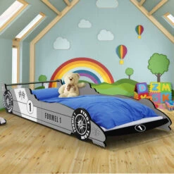 Child Car Bed Frame For Children Kids Single Junior Beds Silver 3x7.5ft Bedroom
