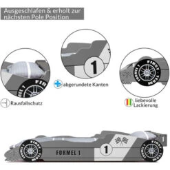 Child Car Bed Frame For Children Kids Single Junior Beds Silver 3x7.5ft Bedroom 10 Child Car Bed Frame For Children Kids Single Junior Beds Silver 3x7.5ft Bedroom -Children Furniture Store 17462595 4