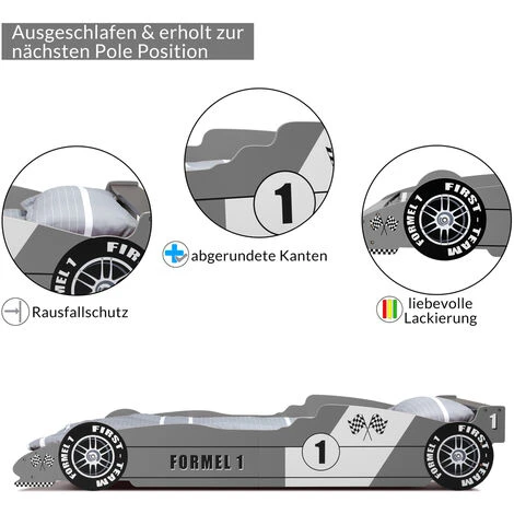 Child Car Bed Frame For Children Kids Single Junior Beds Silver 3x7.5ft Bedroom 6 Child Car Bed Frame For Children Kids Single Junior Beds Silver 3x7.5ft Bedroom - Image 4