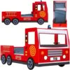 Deuba Children's Bed Frame Red Fire Truck Imitation Kids Bed Car Vehicle Bedroom Furniture Toddler's Bed 200x90cm Single