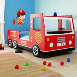 Deuba Children's Bed Frame Red Fire Truck Imitation Kids Bed Car Vehicle Bedroom Furniture Toddler's Bed 200x90cm Single 9 Deuba Children's Bed Frame Red Fire Truck Imitation Kids Bed Car Vehicle Bedroom Furniture Toddler's Bed 200x90cm Single -Children Furniture Store 17463615 3