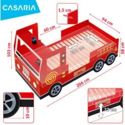 Deuba Children's Bed Frame Red Fire Truck Imitation Kids Bed Car Vehicle Bedroom Furniture Toddler's Bed 200x90cm Single 10 Deuba Children's Bed Frame Red Fire Truck Imitation Kids Bed Car Vehicle Bedroom Furniture Toddler's Bed 200x90cm Single -Children Furniture Store 17463615 4