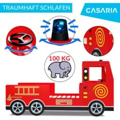 Deuba Children's Bed Frame Red Fire Truck Imitation Kids Bed Car Vehicle Bedroom Furniture Toddler's Bed 200x90cm Single 11 Deuba Children's Bed Frame Red Fire Truck Imitation Kids Bed Car Vehicle Bedroom Furniture Toddler's Bed 200x90cm Single -Children Furniture Store 17463615 5