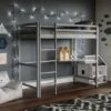 Sydney 3ft Single Solid Pine Wood Bunk Bed With Desk, Grey -Children Furniture Store 17766999 1