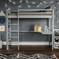 Sydney 3ft Single Solid Pine Wood Bunk Bed With Desk, Grey 9 Sydney 3ft Single Solid Pine Wood Bunk Bed With Desk, Grey -Children Furniture Store 17766999 3