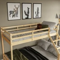 Sydney Triple Sleeper Solid Pine Wood Bunk Bed, Single & Double Bed, Pine -Children Furniture Store 17767000 3