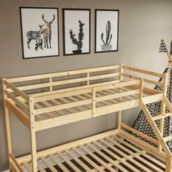 Sydney Triple Sleeper Solid Pine Wood Bunk Bed, Single & Double Bed, Pine -Children Furniture Store 17767000 4