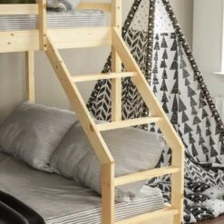 Sydney Triple Sleeper Solid Pine Wood Bunk Bed, Single & Double Bed, Pine -Children Furniture Store 17767000 5