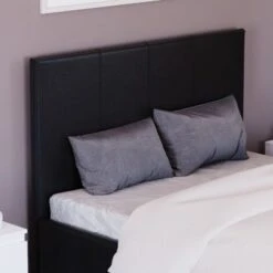 Lisbon 3ft Single Faux Leather Ottoman Bed Frame, Black, 190 X 90 Cm -Children Furniture Store 17767024 3