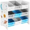 Songmics Children's Storage Shelf For Toys And Books, 9 Removable Non-Woven Fabric Boxes With Handles, For Children's Room, Playroom, Daycare, School, 62.5 X 29.5 X 60 Cm, Space-Saving, White GKR33WT