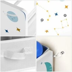 Songmics Children's Storage Shelf For Toys And Books, 9 Removable Non-Woven Fabric Boxes With Handles, For Children's Room, Playroom, Daycare, School, 62.5 X 29.5 X 60 Cm, Space-Saving, White GKR33WT -Children Furniture Store 18302163 4