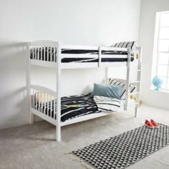 KOSY KOALA HEAVY DUTY WHITE WOOD BUNK BED WITH 2 MATTRESSES 3FT SINGLE BUNKBED SPLIT INTO 2 SINGLE FOR KIDS CHILDREN ADULTS -Children Furniture Store 18658497 2