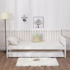 Sofa Daybed WHITE 3FT SINGLE DAYBED WITH UNDER BED GUEST TRUNDLE Bedroom Bed Sofabed WITH 2 MATTRESSES -Shaker+2MATT -Children Furniture Store 18677932 3