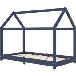 Kids Bed Frame Grey Solid Pine Wood 70x140 Cm VidaXL