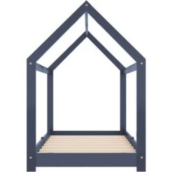Kids Bed Frame Grey Solid Pine Wood 70x140 Cm VidaXL -Children Furniture Store 18750805 5