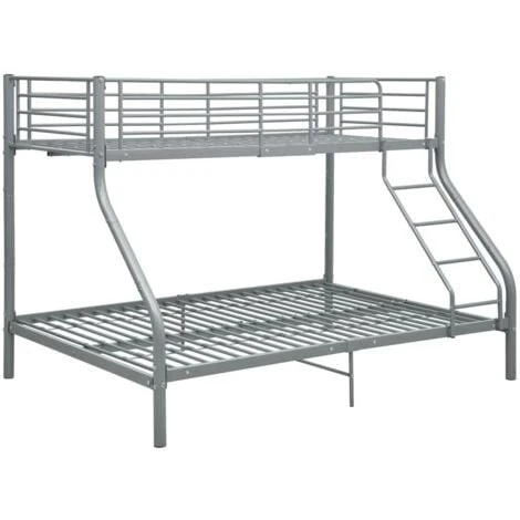 Bunk Bed Frame Grey Metal 140x200 Cm/90x200 Cm VidaXL 3 Bunk Bed Frame Grey Metal 140x200 Cm/90x200 Cm VidaXL
