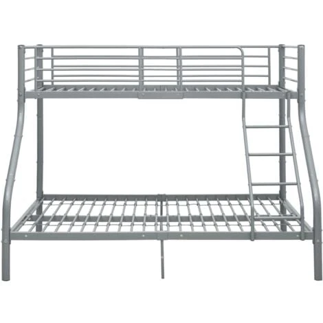 Bunk Bed Frame Grey Metal 140x200 Cm/90x200 Cm VidaXL 4 Bunk Bed Frame Grey Metal 140x200 Cm/90x200 Cm VidaXL - Image 2