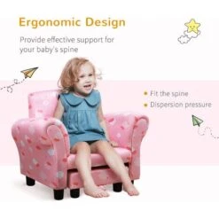 HOMCOM Kids Children Armchair Mini Sofa Wood Frame W/ Footrest Cute Cloud Star Pink 10 HOMCOM Kids Children Armchair Mini Sofa Wood Frame W/ Footrest Cute Cloud Star Pink -Children Furniture Store 20290020 4