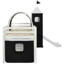 Hommoo Children's Loft Bed Frame With Slide & Ladder Pinewood 97x208 Cm VD23795 -Children Furniture Store 20514634 3