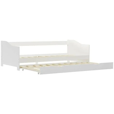 Hommoo Pull-out Sofa Bed Frame White Pinewood 90x200 Cm VD24039 4 Hommoo Pull-out Sofa Bed Frame White Pinewood 90x200 Cm VD24039 - Image 2