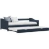 Hommoo Pull-out Sofa Bed Frame Grey Pinewood 90x200 Cm VD24041