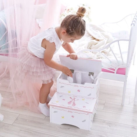 Fantasy Fields Girls Swan Lake Wooden Kids Step Stool Potty Training TD-12719A 4 Fantasy Fields Girls Swan Lake Wooden Kids Step Stool Potty Training TD-12719A - Image 2