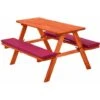 Kids Wooden Picnic Bench With Soft Cushions - Picnic Bench, Childrens Picnic Bench, Kids Picnic Bench - Red -Children Furniture Store 23574075 1