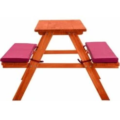 Kids Wooden Picnic Bench With Soft Cushions - Picnic Bench, Childrens Picnic Bench, Kids Picnic Bench - Red -Children Furniture Store 23574075 4