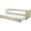 Modern Fabric EU Small Single Trundle Bed Frame Buttoned 2ft6 Beige Libourne -Children Furniture Store 23985976 1