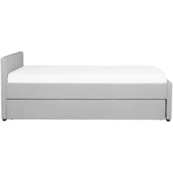Modern Fabric EU Small Single Trundle Bed Frame 2ft6 Light Grey Slatted Marmande -Children Furniture Store 23985980 4