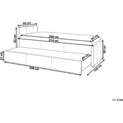 Modern Fabric EU Small Single Trundle Bed Frame 2ft6 Navy Blue Slatted Marmande -Children Furniture Store 23985985 3