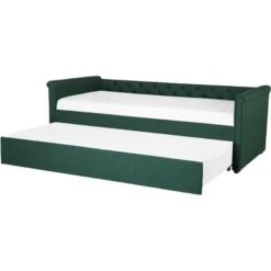 Modern Fabric EU Small Single Trundle Bed Frame Buttoned 2ft6 Dark Green Libourne