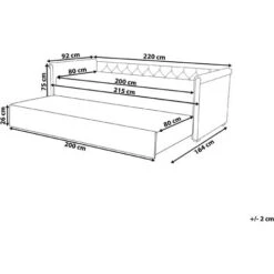 Modern Fabric EU Small Single Trundle Bed Frame Buttoned 2ft6 Dark Green Libourne -Children Furniture Store 23985986 3