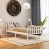 Milan 3ft Single Solid Pine Wood Bed Frame, High Foot End, White-&-Pine, 190 X 90 Cm 1 Milan 3ft Single Solid Pine Wood Bed Frame, High Foot End, White-&-Pine, 190 X 90 Cm -Children Furniture Store 24401854 1
