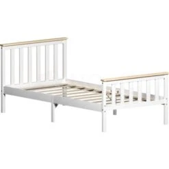 Milan 3ft Single Solid Pine Wood Bed Frame, High Foot End, White-&-Pine, 190 X 90 Cm -Children Furniture Store 24401854 5