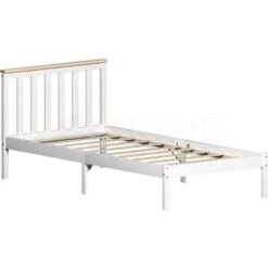 Milan 3ft Single Solid Pine Wood Bed Frame, Low Foot End, White-&-Pine, 190 X 90 Cm 11 Milan 3ft Single Solid Pine Wood Bed Frame, Low Foot End, White-&-Pine, 190 X 90 Cm -Children Furniture Store 24401855 5