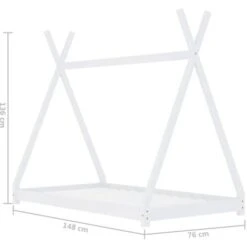 Kids Bed Frame White Solid Pine Wood 70x140 Cm VidaXL 9 Kids Bed Frame White Solid Pine Wood 70x140 Cm VidaXL -Children Furniture Store 24730505 3
