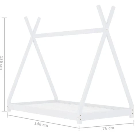 Kids Bed Frame White Solid Pine Wood 70x140 Cm VidaXL 5 Kids Bed Frame White Solid Pine Wood 70x140 Cm VidaXL - Image 3