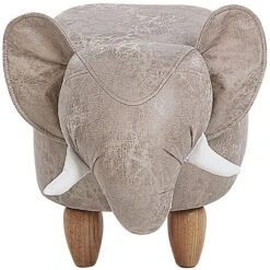 Kids Animal Stool Elephant Leather-Like With Storage Wooden Legs Grey Jumbo -Children Furniture Store 25262361 4
