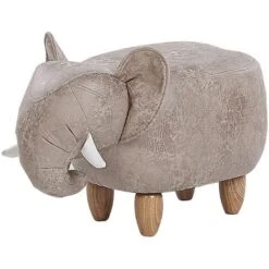 Kids Animal Stool Elephant Leather-Like With Storage Wooden Legs Grey Jumbo -Children Furniture Store 25262361 5