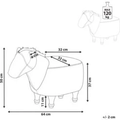 Kids Animal Stool Leather Look Fabric Pouffe Wooden Legs Playroom Brown Horse -Children Furniture Store 25262372 3