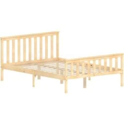 Milan 4ft6 Double Solid Pine Wood Bed Frame, High Foot End, Pine, 190 X 135 Cm -Children Furniture Store 25535216 5