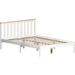 Milan 4ft6 Double Solid Pine Wood Bed Frame, Low Foot End, White-&-Pine, 190 X 135 Cm 11 Milan 4ft6 Double Solid Pine Wood Bed Frame, Low Foot End, White-&-Pine, 190 X 135 Cm -Children Furniture Store 25535237 5
