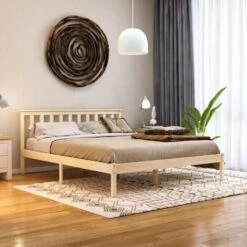 Milan 5ft King Size Solid Pine Wood Bed Frame, Low Foot End, Pine, 200 X 150 Cm