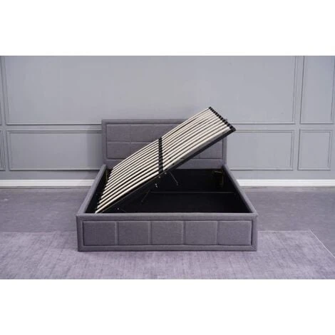 KOSY KOALA Grey Upholstered Storage Ottoman Gas Side Lift Bed Natural Linen Fabric Bed - 3FT SINGLE 4 KOSY KOALA Grey Upholstered Storage Ottoman Gas Side Lift Bed Natural Linen Fabric Bed - 3FT SINGLE - Image 2