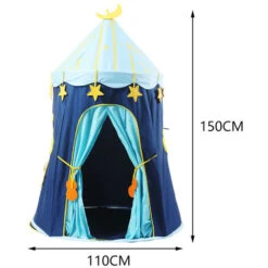 Livingandhome Indoor Play House Yurt Tent For Kids, Blue -Children Furniture Store 28269469 5