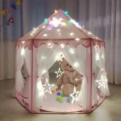 Livingandhome Children Kids Play Tent Fairy Princess Girls Hexagon Playhouse Mesh