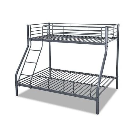 Palmdale Metal Triple Sleeper Bunk Bed, Single / Double (Frame Only) - Silver 3 Palmdale Metal Triple Sleeper Bunk Bed, Single / Double (Frame Only) - Silver