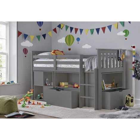 Milo Sleep Station Desk Storage Kids Bed Grey 4 Milo Sleep Station Desk Storage Kids Bed Grey - Image 2
